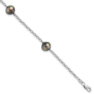 8-9mm Baroque 3Stat Tahit Saltwater Pearl Bracelet 7.5 Inch Sterling Silver Rhodium-plated QH5622-7…