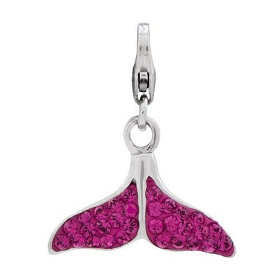 Dark Pink Fish Tail with Lobster Clasp Charm Sterling Silver QCC849