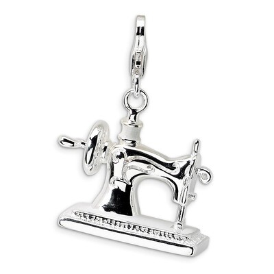 3-D Enameled Sewing Machine Charm Sterling Silver QCC295 by Amore La Vita, MPN: QCC295, 883957332529