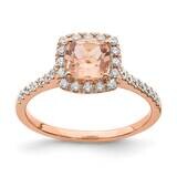 Morganite Diamond Halo Engagement Ring 14k Rose Gold RM6357E-MG-029-RAA, MPN: RM6357E-MG-029-RAA, 8…