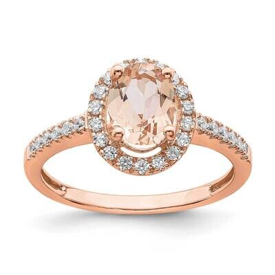 Morganite Diamond Halo Engagement Ring 14k Rose Gold RM6354E-MG-030-RAA, MPN: RM6354E-MG-030-RAA, 8…