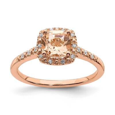 Morganite Diamond Halo Engagement Ring 14k Rose Gold RM6360E-MG-007-RAA, MPN: RM6360E-MG-007-RAA,