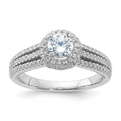 Sterling Silver Polished CZ Round Halo Engagement Ring RM4233-050-SSWCZ-7
