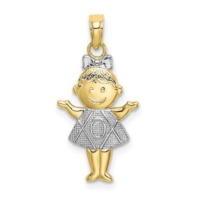 Textured with Rhodium Girl Charm 10k Gold 10K9244, MPN: 10K9244,