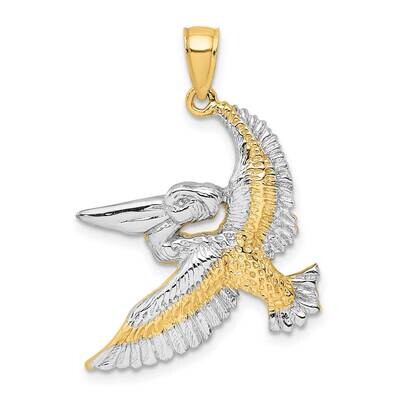 2-D Flying Pelican Charm 14k Gold Rhodium K9247, MPN: K9247, 637218088386