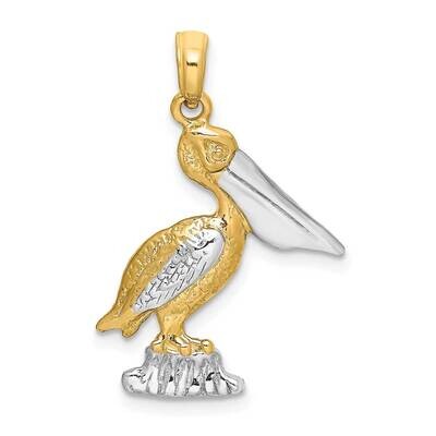 2-D Standing Pelican Charm 14k Gold Rhodium K9122, MPN: K9122, 637218045877