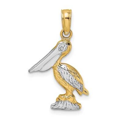 3-D Small Standing Pelican Charm 14k Gold Rhodium K9013, MPN: K9013, 637218168927