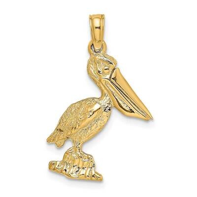 Small Pelican Standing with Moveable Mouth Charm 14k Gold 3-D K7695, MPN: K7695, 637218169535