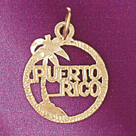 Dazzlers Jewelry Puerto Rico Pendant Necklace Charm Bracelet in Yellow, White or Rose Gold 5025, MP…