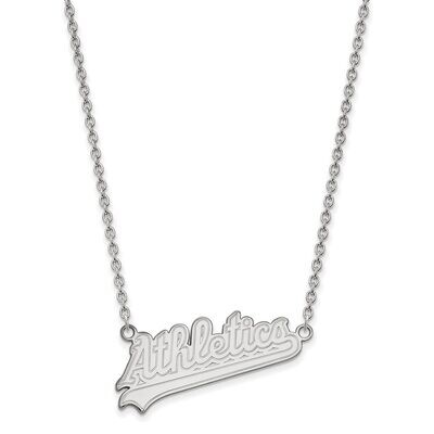 Oakland Athletics Large Pendant with Chain Necklace 10k White Gold 1W017ATH-18, MPN: 1W017ATH-18, 8…