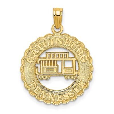 Gatlinburg Tennessee with Cut Out Trolley Car In Circle Charm 14k Gold D2963, MPN: D2963,