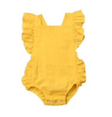 Yellow Baby Girl Romper Vintage Baby Romper Baby Girl Ruffle Bloomer Easter baby romper Baby Shower…