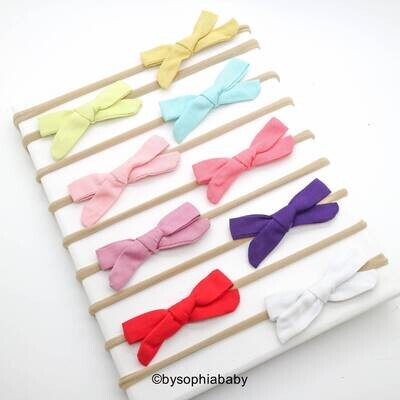 Baby Linen Small Bows Linen School Girl Bow Baby Bow Headband Newborn Baby Bows Baby Nylon Headband…