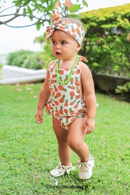 Baby Girl Romper Set Baby Romper and Headband Pineapple Baby Bloomer set Baby Romper Pineapple baby…