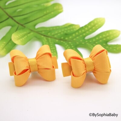 Yellow Baby Bow Pig Tail Baby Bow Yellow Baby Hair Bow Small Baby Bow Flower Girl Bow Baby Shower G…