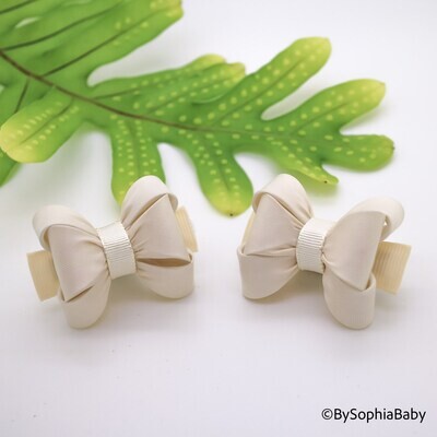 Ivory Baby Bow Pig Tail Baby Bow Ivory Baby Hair Bow Small Baby Bow Flower Girl Bow Baby Shower Gif…