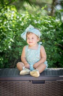 Baby Girl Romper Set Baby Romper and Headband Flower Baby Romper set Baby Romper Blue Flower Romper…
