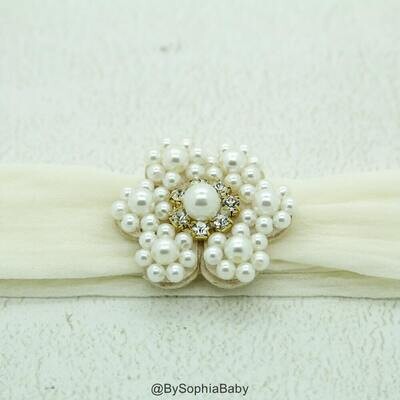 Baby Headband Baby Pearl Flower Headband Baby Ivory Headband Baby Pearl Headband Flower Girl Headba…