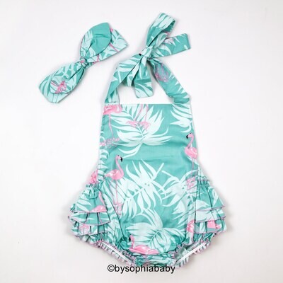 Flamingo Baby Girl Romper Set Baby Romper and Headband Flamingo Baby Romper set Baby Romper Flaming…