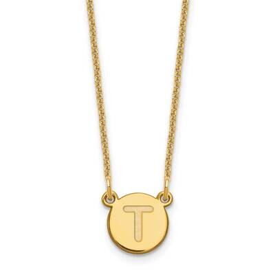 Tiny Circle Block Initial Letter T Necklace 14k Gold XNA722Y/T, MPN: XNA722Y/T, 196904085967
