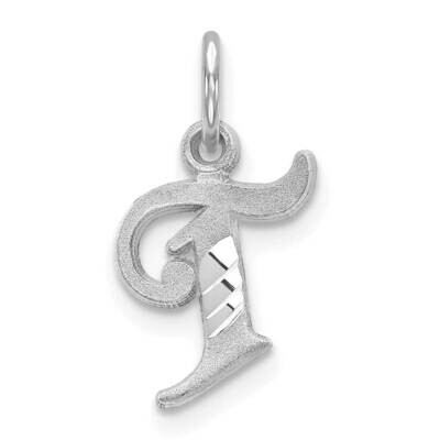 Initial T Charm 10k White Gold Diamond-cut 10WCH139-T, MPN: 10WCH139-T,