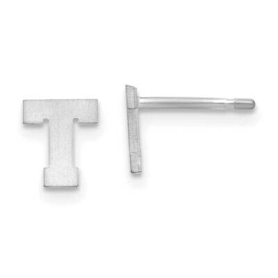 Initial Letter T Post Earrings 14k White Gold Laser Brushed XNE45W/T, MPN: XNE45W/T, 883957948119