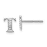 Initial T Earrings 14k White Gold Diamond EM4170T-003-WA, MPN: EM4170T-003-WA, 883957205816