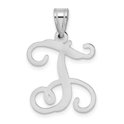 Initial Letter T Pendant 14k White Gold Casted High Polished XNA518W/T, MPN: XNA518W/T,