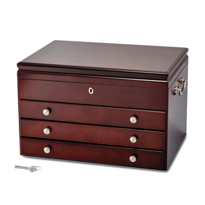 Cherry Matte Finish Poplar Veneer 3-drawer Jewelry Chest by Jere, MPN: JJB844, 191101878411