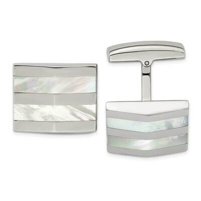 Mother Of Pearl Square Cufflinks Stainless Steel Polished SRC316, MPN: SRC316, 886774621951