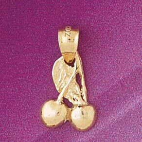 Dazzlers Jewelry Cherry Fruit Pendant Necklace Charm Bracelet in Yellow, White or Rose Gold 6871, M…