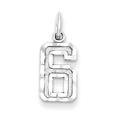 Number 6 Charm Diamond-cut Sterling Silver QSN06, MPN: QSN06, 883957121475