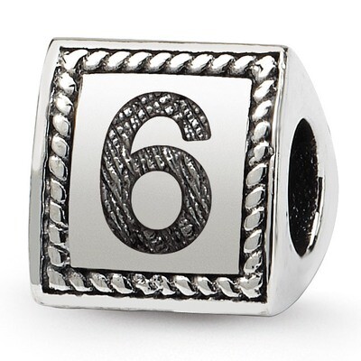 Number 6 Triangle Block Bead - Sterling Silver QRS1429N6, MPN: QRS1429N6, 883957304700