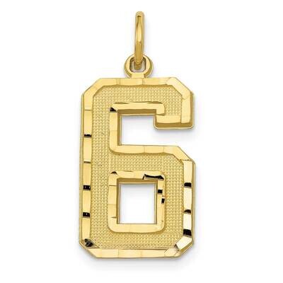 Diamond Cut Number 6 Charm 10k Gold Casted Large 10LN06, MPN: 10LN06,
