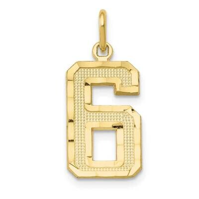 Diamond-Cut Number 6 Charm 10k Gold Casted Medium 10MN06, MPN: 10MN06,