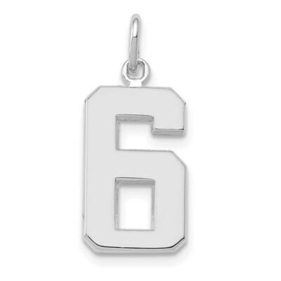 Casted Medium Polished Number 6 Charm 14k White Gold WMP06, MPN: WMP06, 196904071861