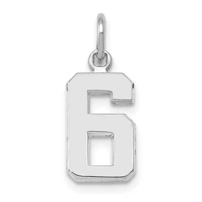 Casted Small Polished Number 6 Charm 14k White Gold WSP06, MPN: WSP06, 196904073018