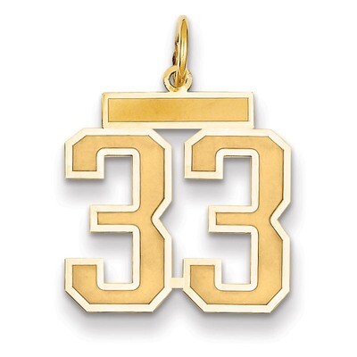 Number 33 Charm 14k Gold Medium Satin LSM33, MPN: LSM33, 883957074047