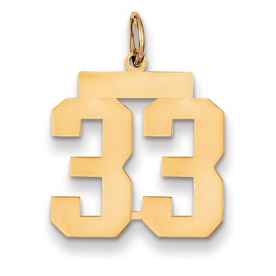 Number 33 Charm 14k Gold Medium Polished LM33, MPN: LM33, 883957133089