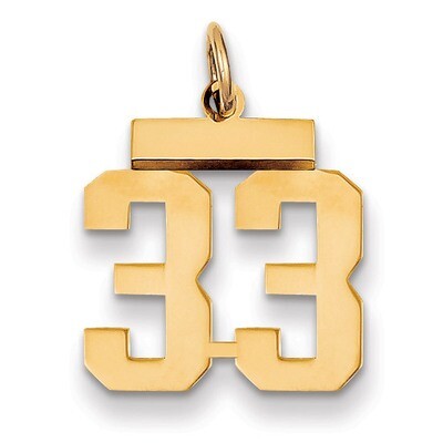 Number 33 Charm 14k Gold Small Polished LS33, MPN: LS33, 883957033525