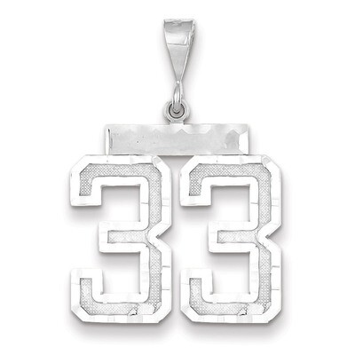 Number 33 Charm 14k white Gold Large Diamond -cut WLN33, MPN: WLN33, 883957123622