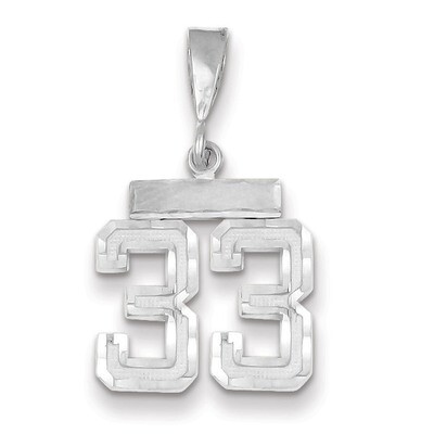 Number 33 Charm Small Diamond -cut 14k white Gold WSN33, MPN: WSN33, 883957114187