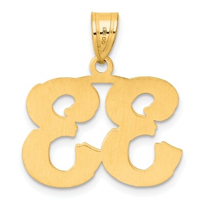 Number 33 Pendant 14k Gold Polished Etched AEN33, MPN: AEN33, 196904080979