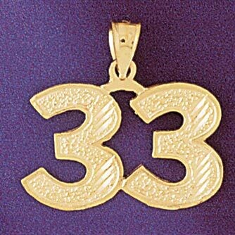 Dazzlers Jewelry Number 33 Pendant Necklace Charm Bracelet in Yellow, White or Rose Gold 950933, MP…