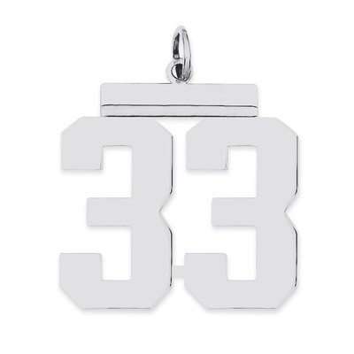 Charm Number 33 Polished Sterling Silver Large QPL33, MPN: QPL33, 191101280849