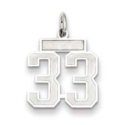 Charm Number 33 Satin Sterling Silver Small QPS33, MPN: QPS33, 191101282621