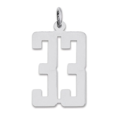 Charm Number 33 Elongated Pol Sterling Silver Small QES33, MPN: QES33, 191101190155