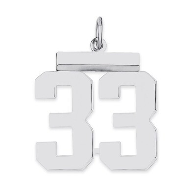 Pendant Number 33 Polished Sterling Silver Medium QMS33, MPN: QMS33, 191101278051
