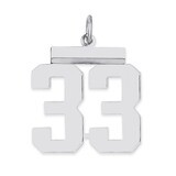 Pendant Number 33 Polished Sterling Silver Medium QMS33, MPN: QMS33, 191101278051