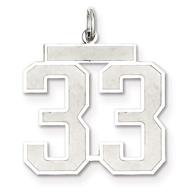 Pendant Number 33 Satin Sterling Silver Large QPP33, MPN: QPP33, 191101281723